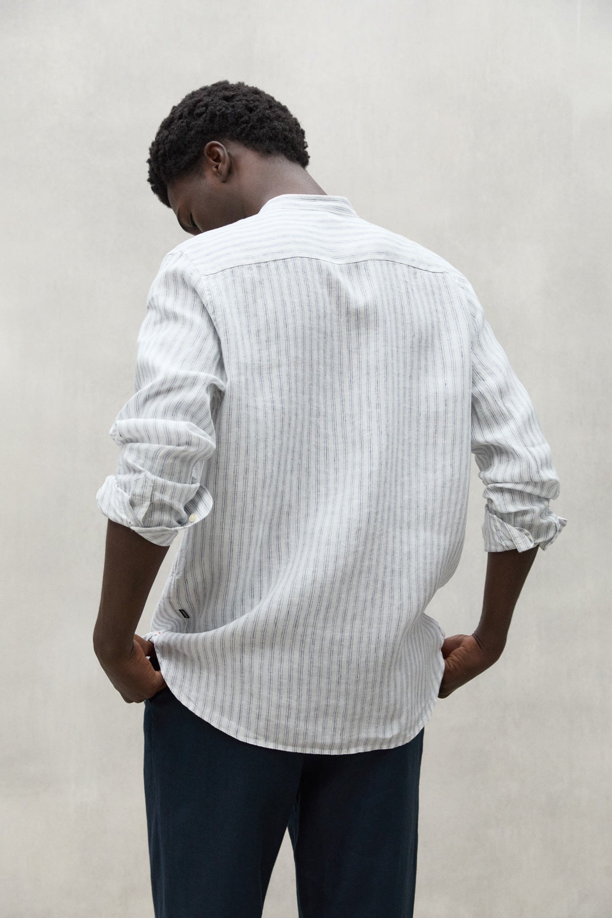 WHITE DAVID STRIPED LINEN SHIRT