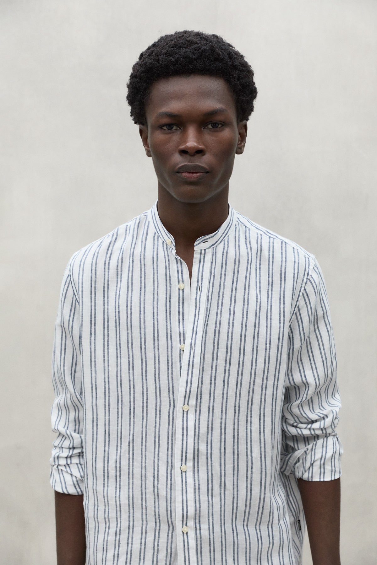 WHITE DAVID STRIPED LINEN SHIRT