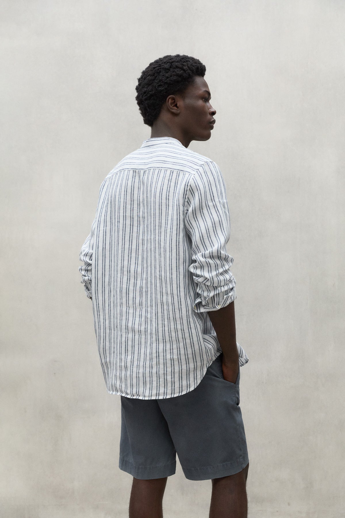 WHITE DAVID STRIPED LINEN SHIRT