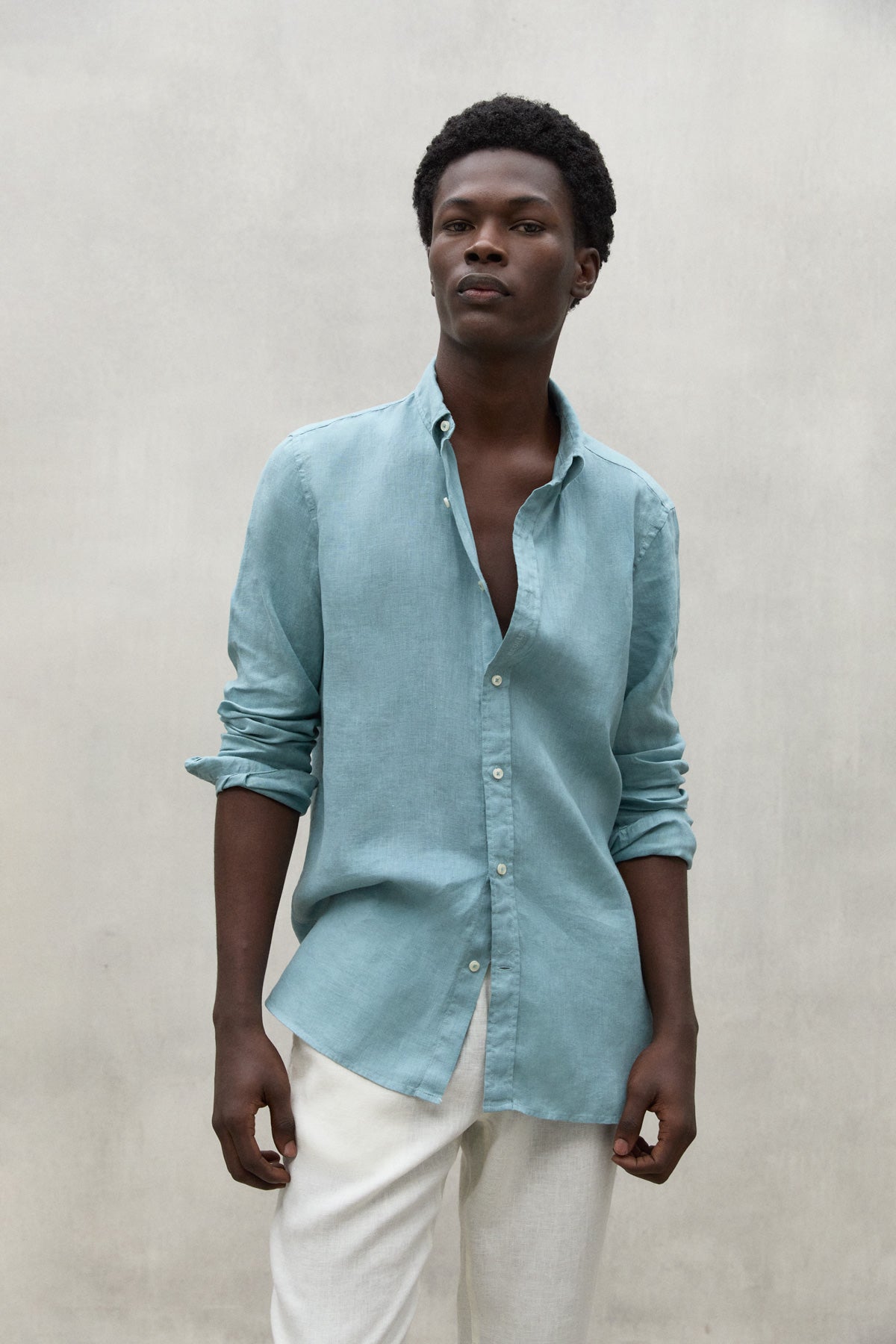 AQUA GREEN MALIBU LINEN SHIRT