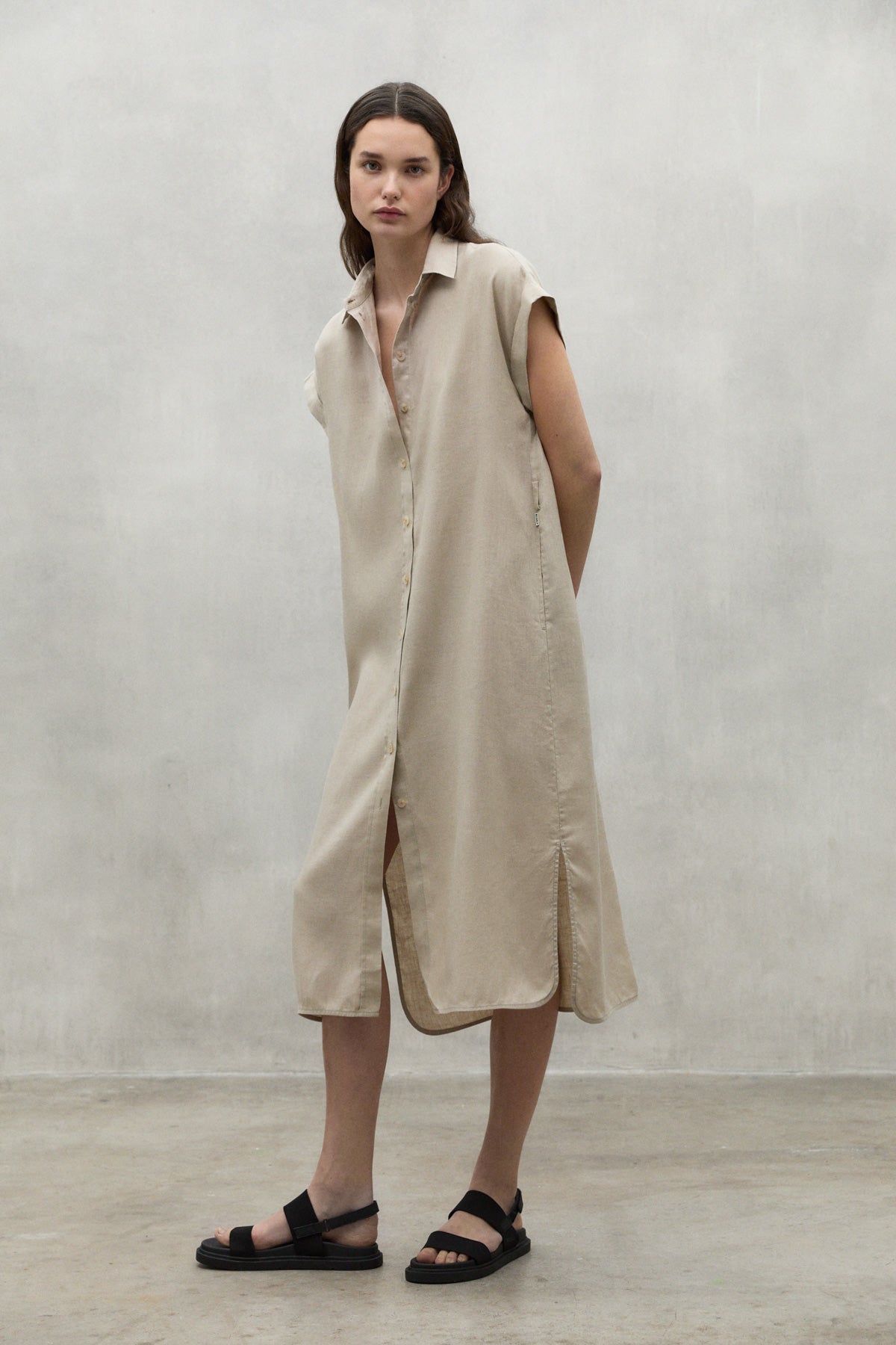 BEIGE AMATISTA LINEN DRESS