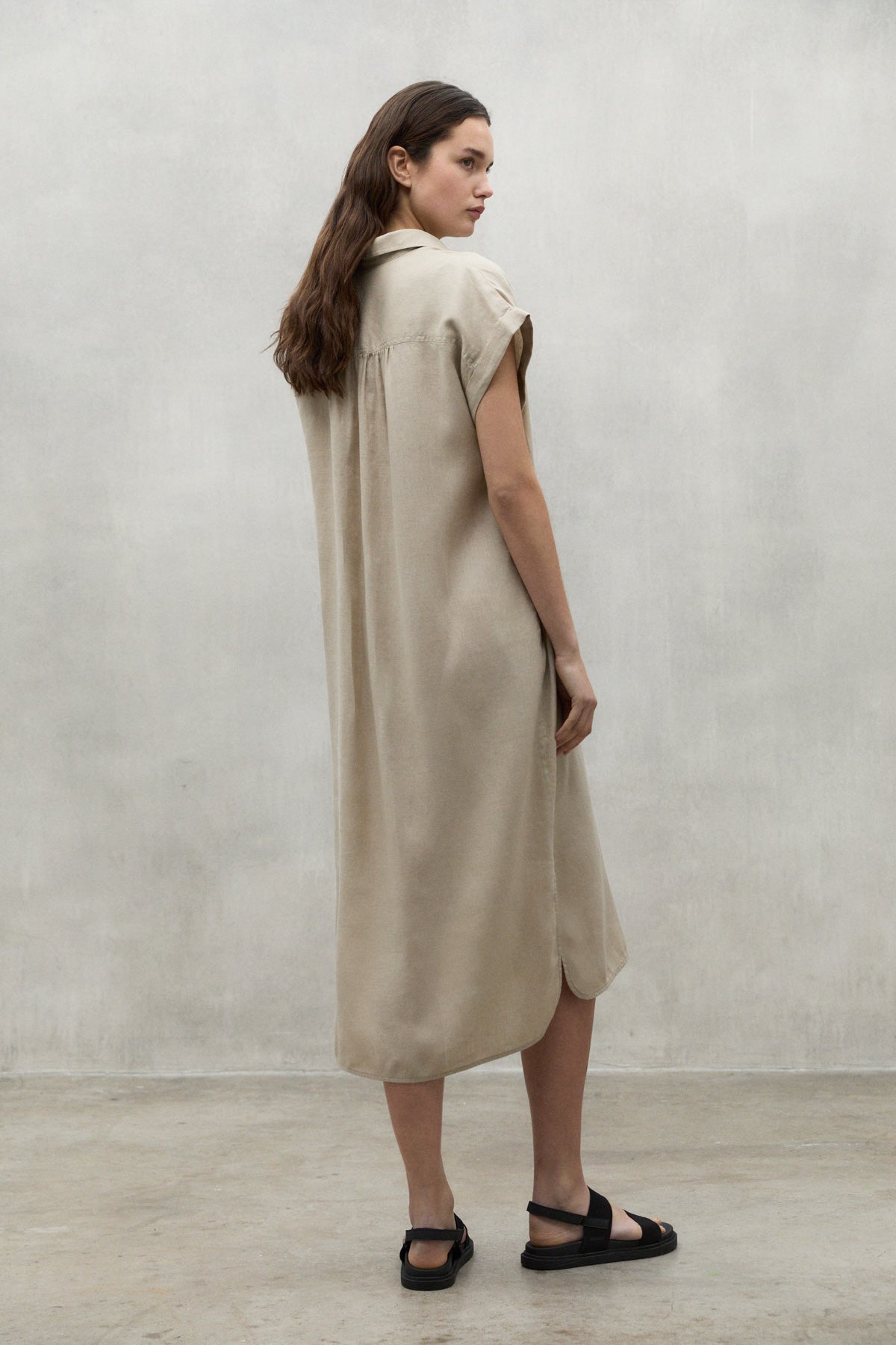 BEIGE AMATISTA LINEN DRESS