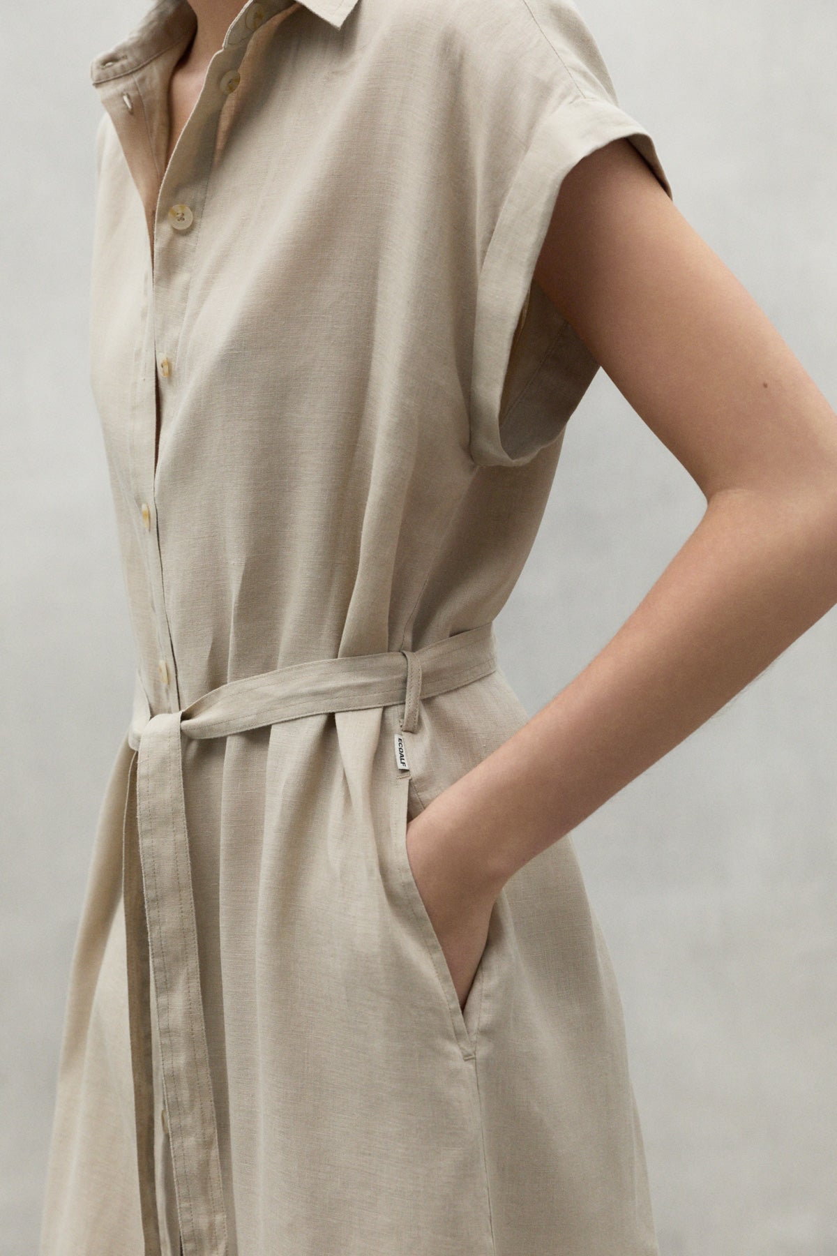 BEIGE AMATISTA LINEN DRESS