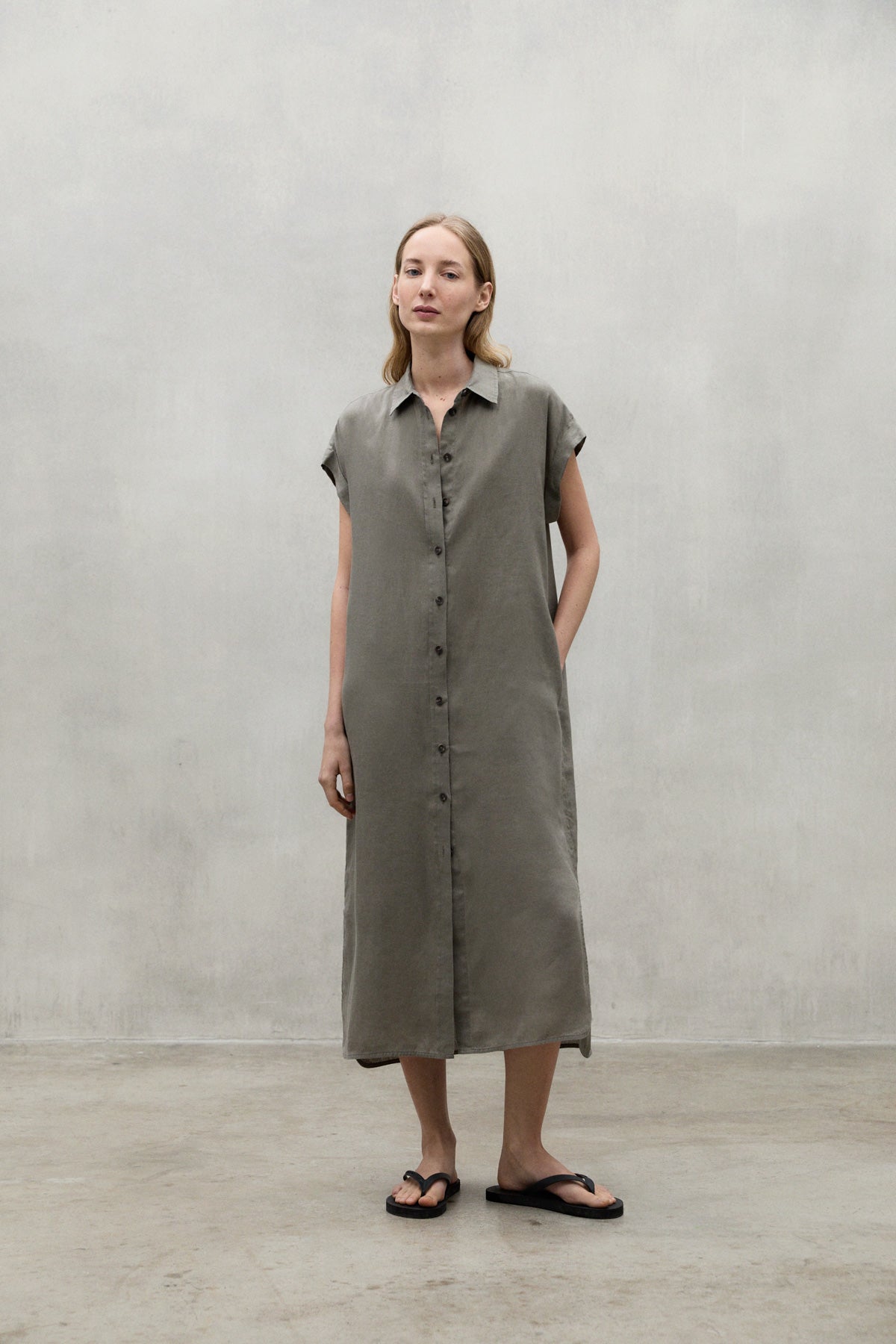 GREY AMATISTA LINEN DRESS