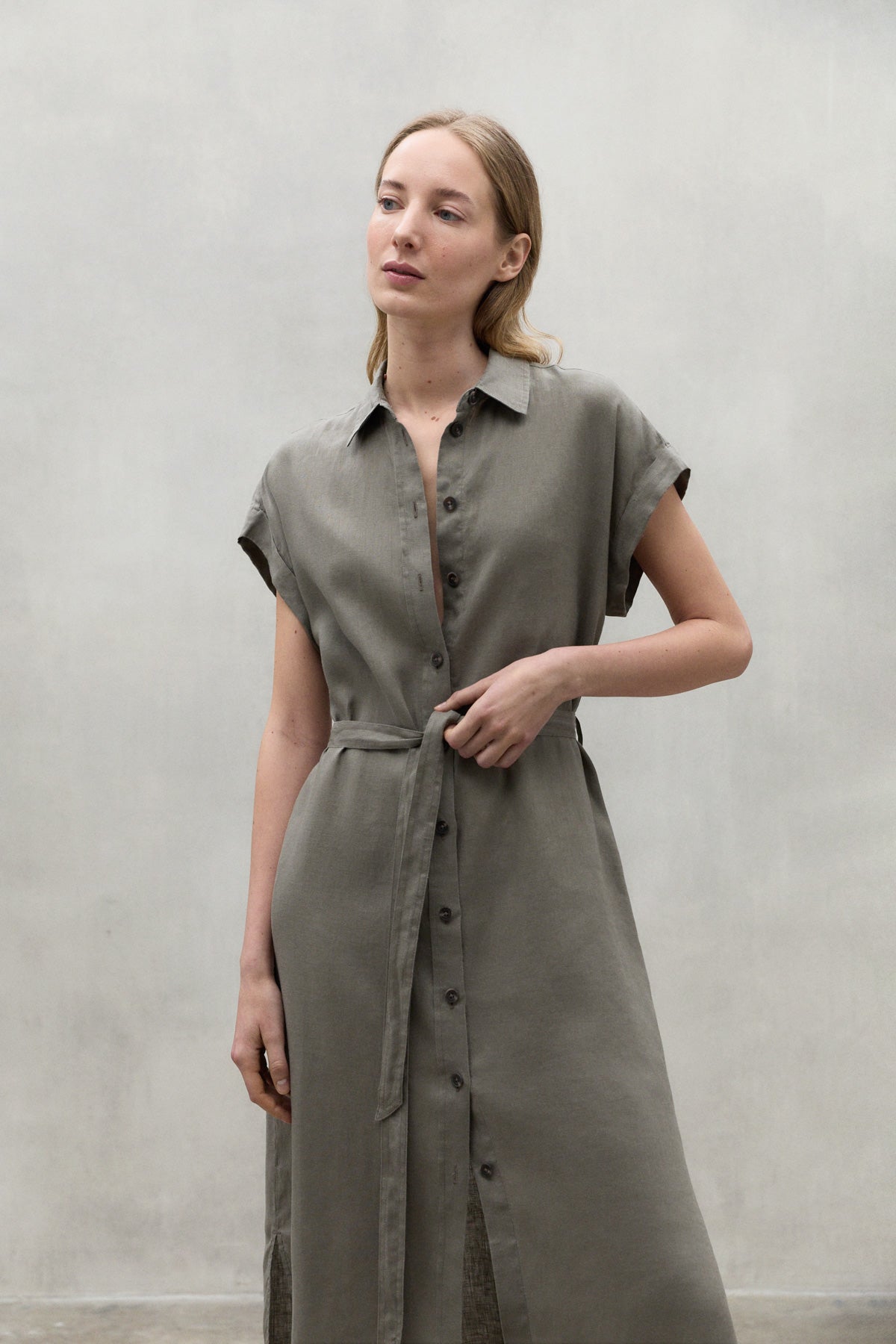 GREY AMATISTA LINEN DRESS