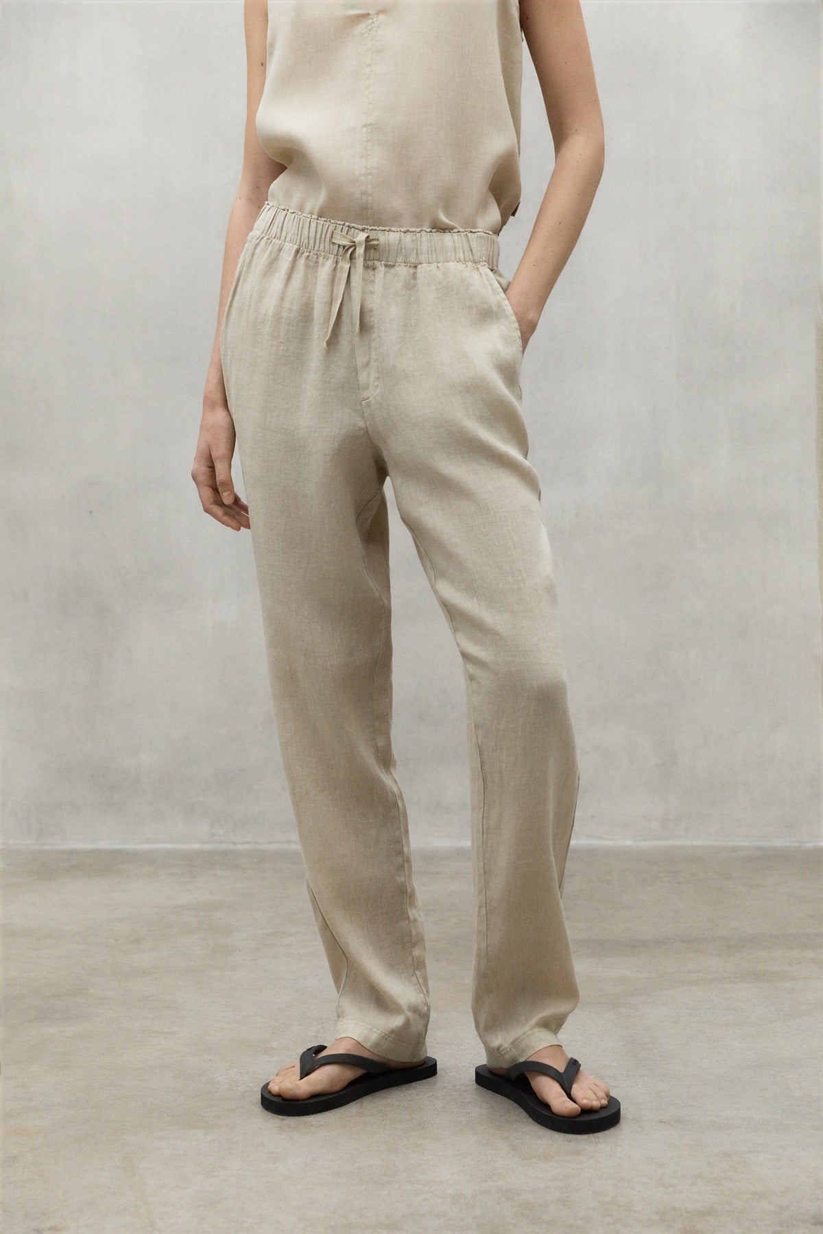 PANTALONI DI LINO INDO BEIGE