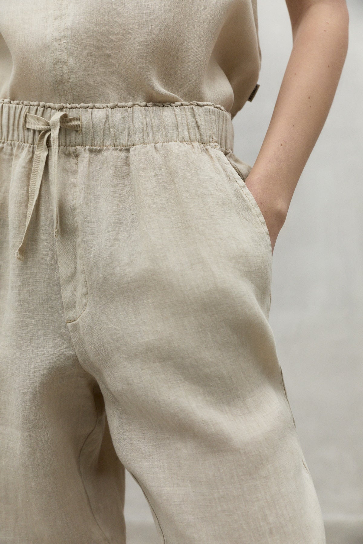 PANTALONI DI LINO INDO BEIGE