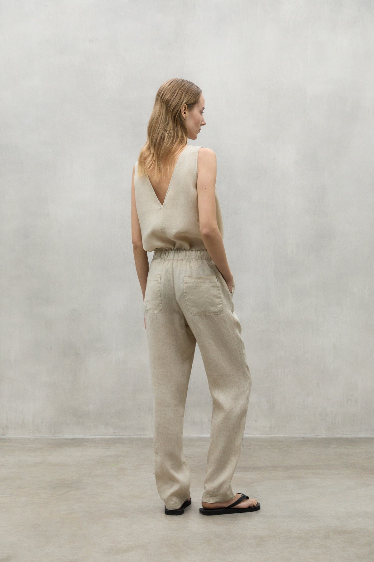 PANTALONI DI LINO INDO BEIGE