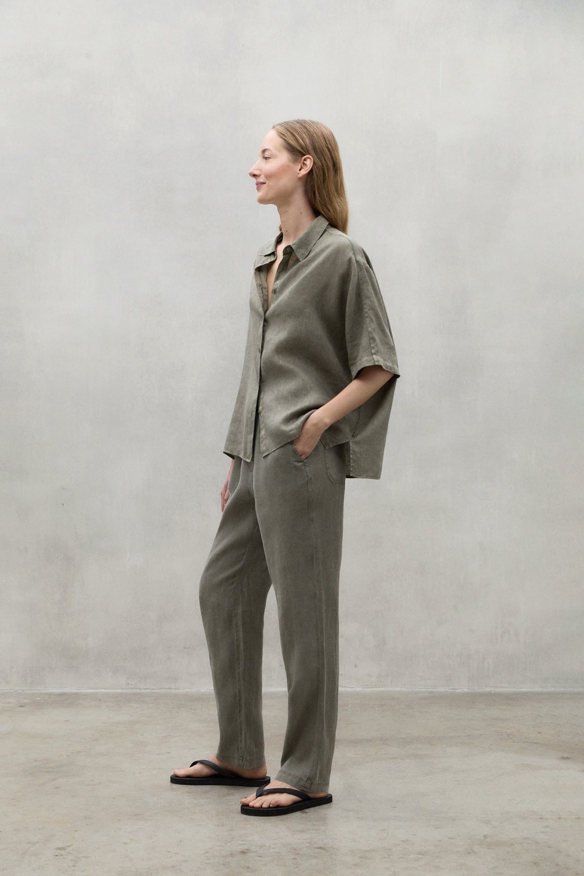 GREY INDO LINEN TROUSERS