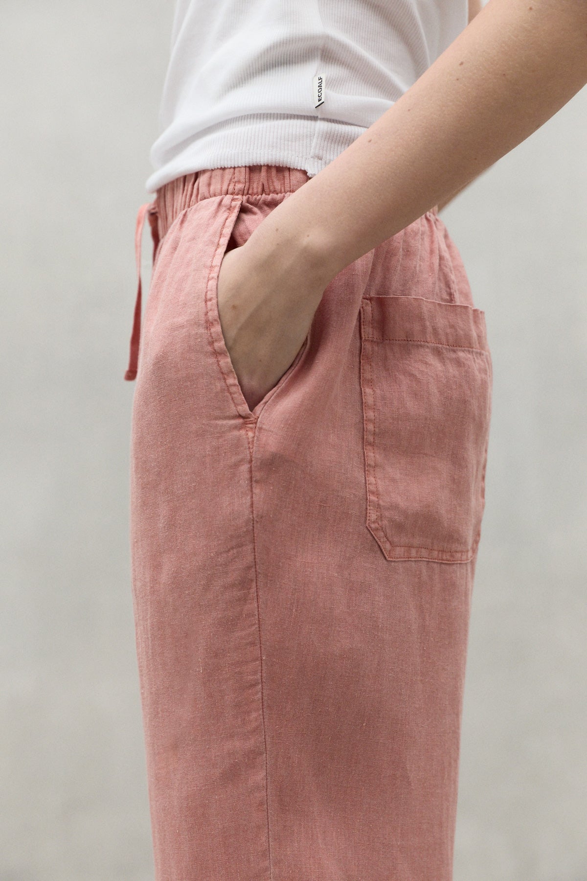 PANTALONI DI LINO INDO ROSA