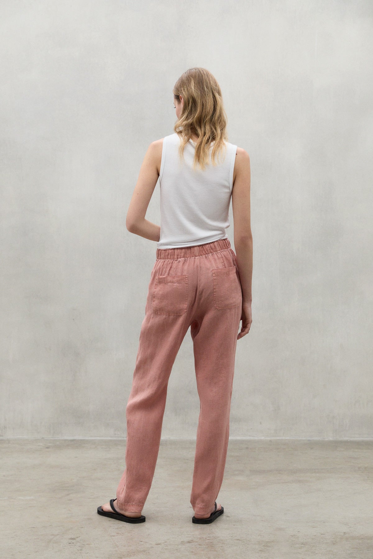 PANTALONI DI LINO INDO ROSA