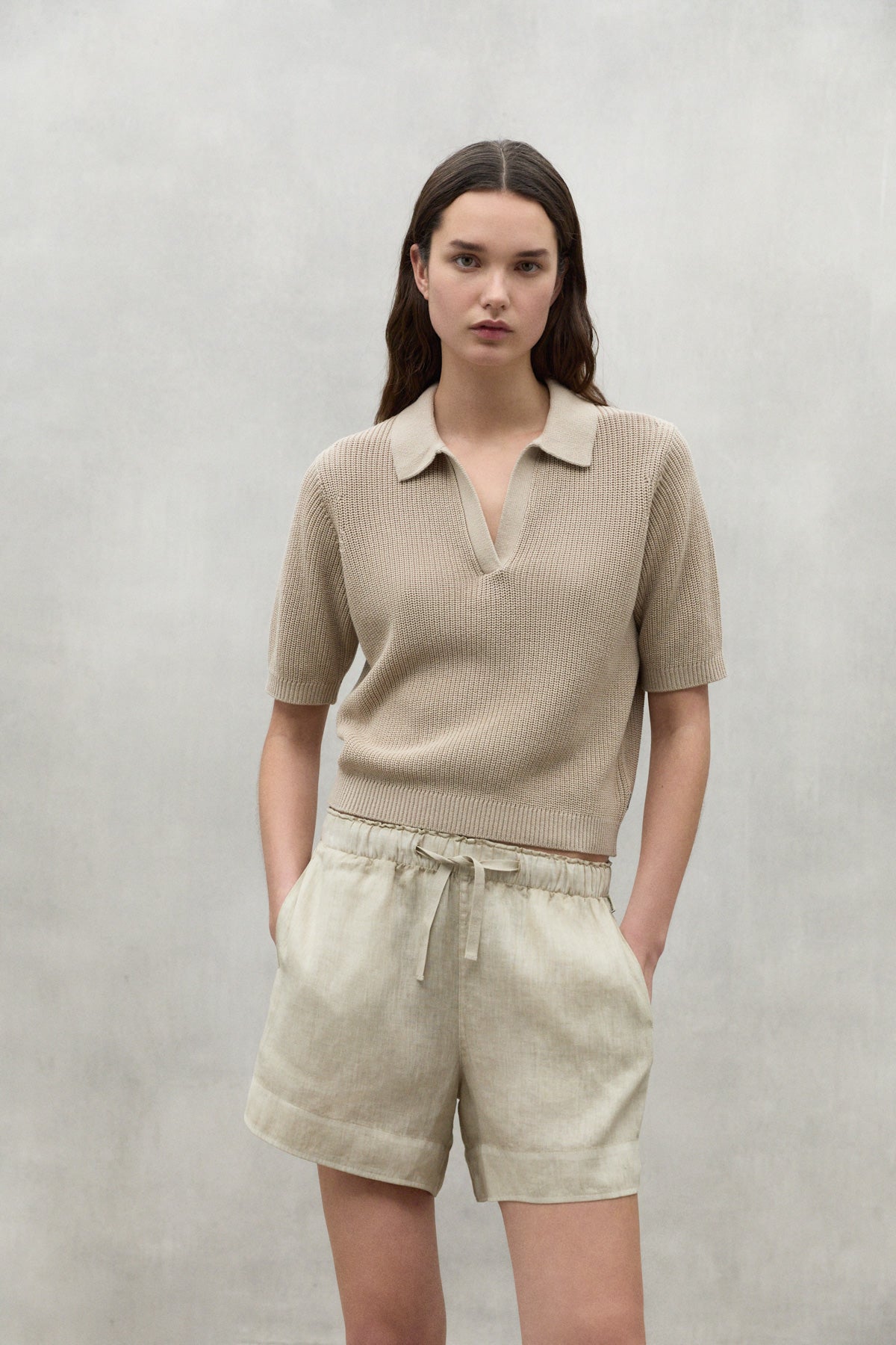 PANTALONCINI DI LINO DEVA BEIGE