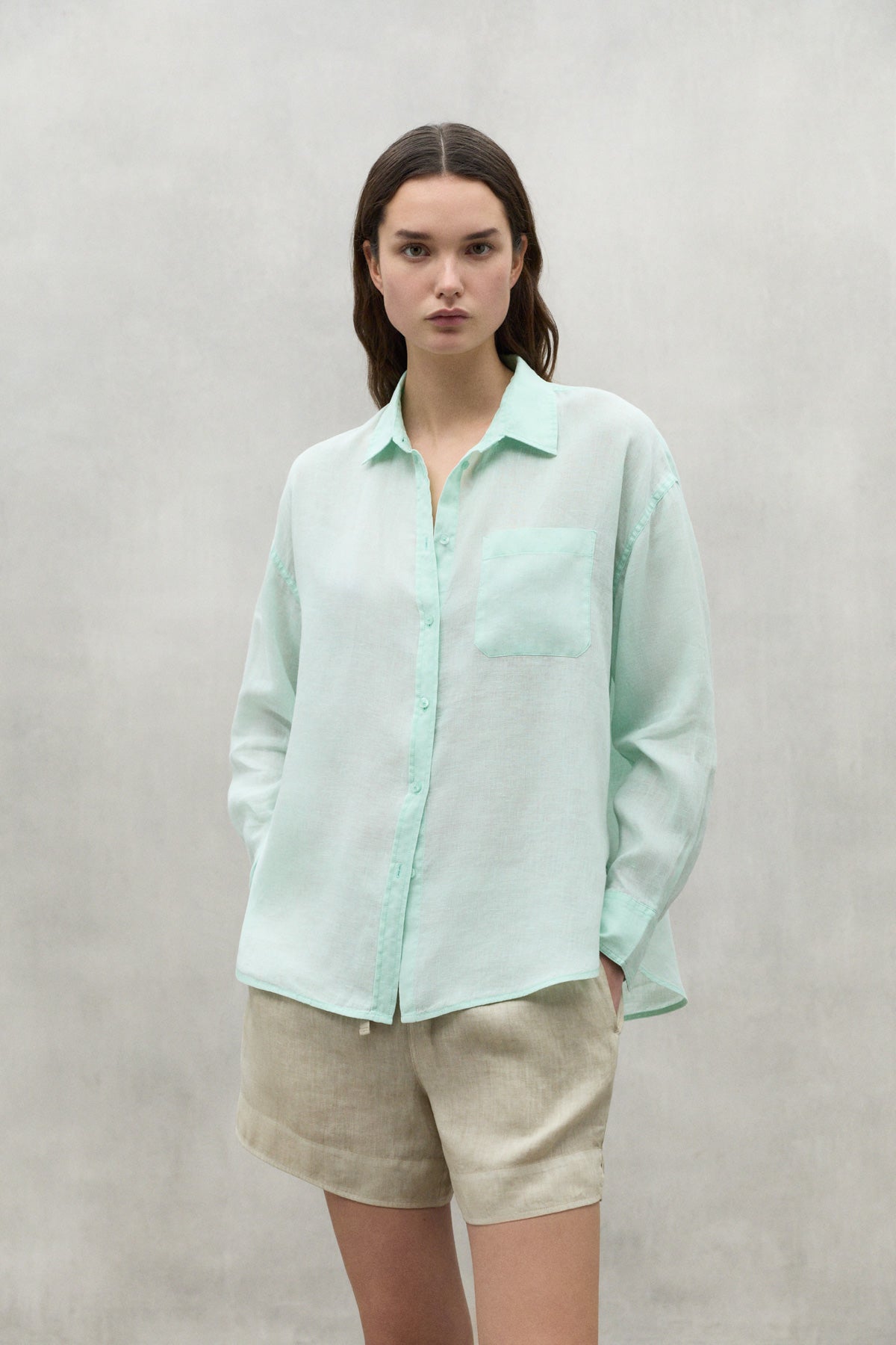 CAMICIA DI LINO DARIA VERDE MENTA