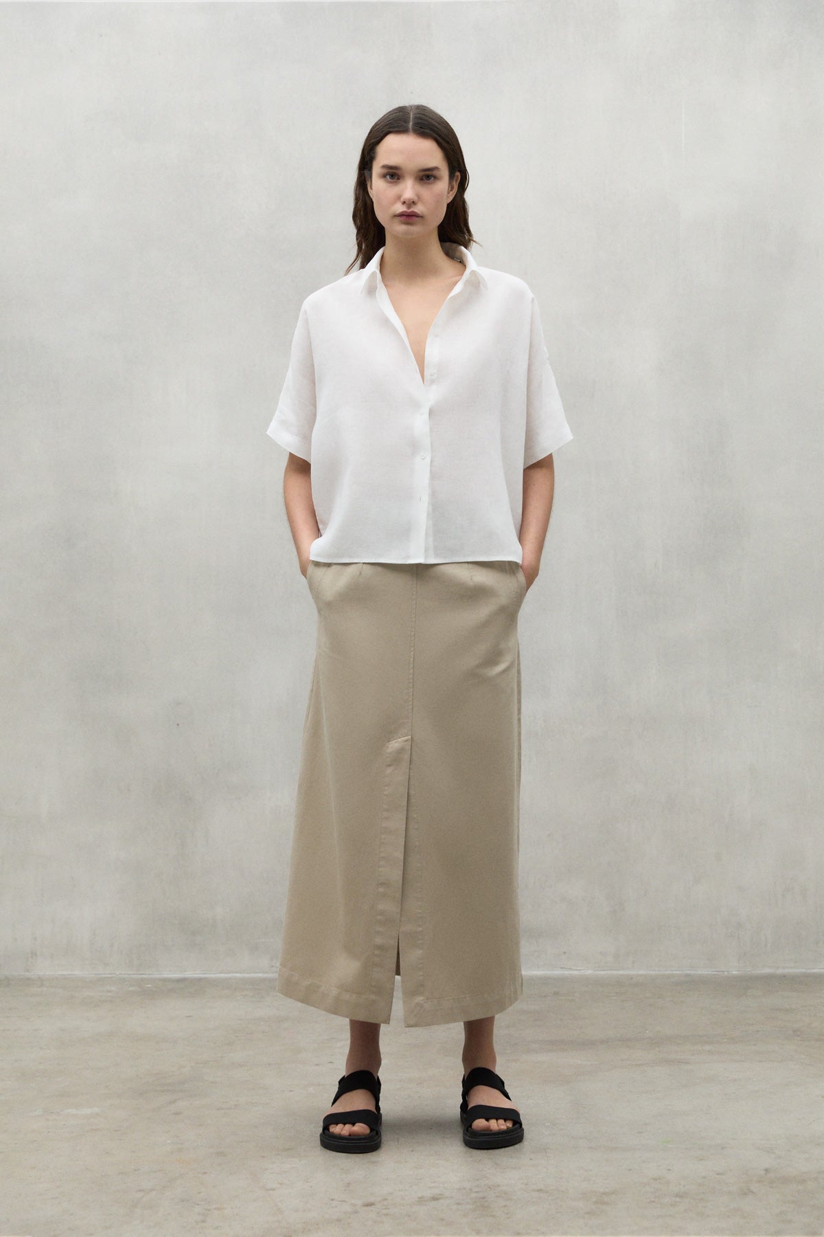 WHITE MELANIA LINEN SHIRT