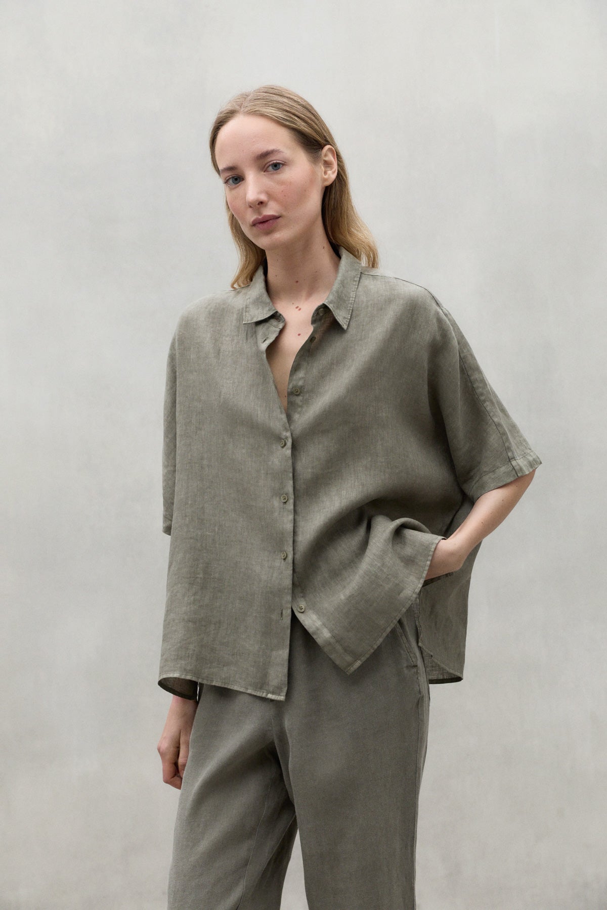 GREY MELANIA LINEN SHIRT