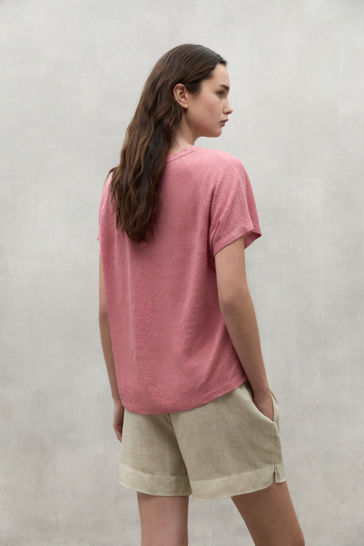 T-SHIRT EN LIN BOD ROSE