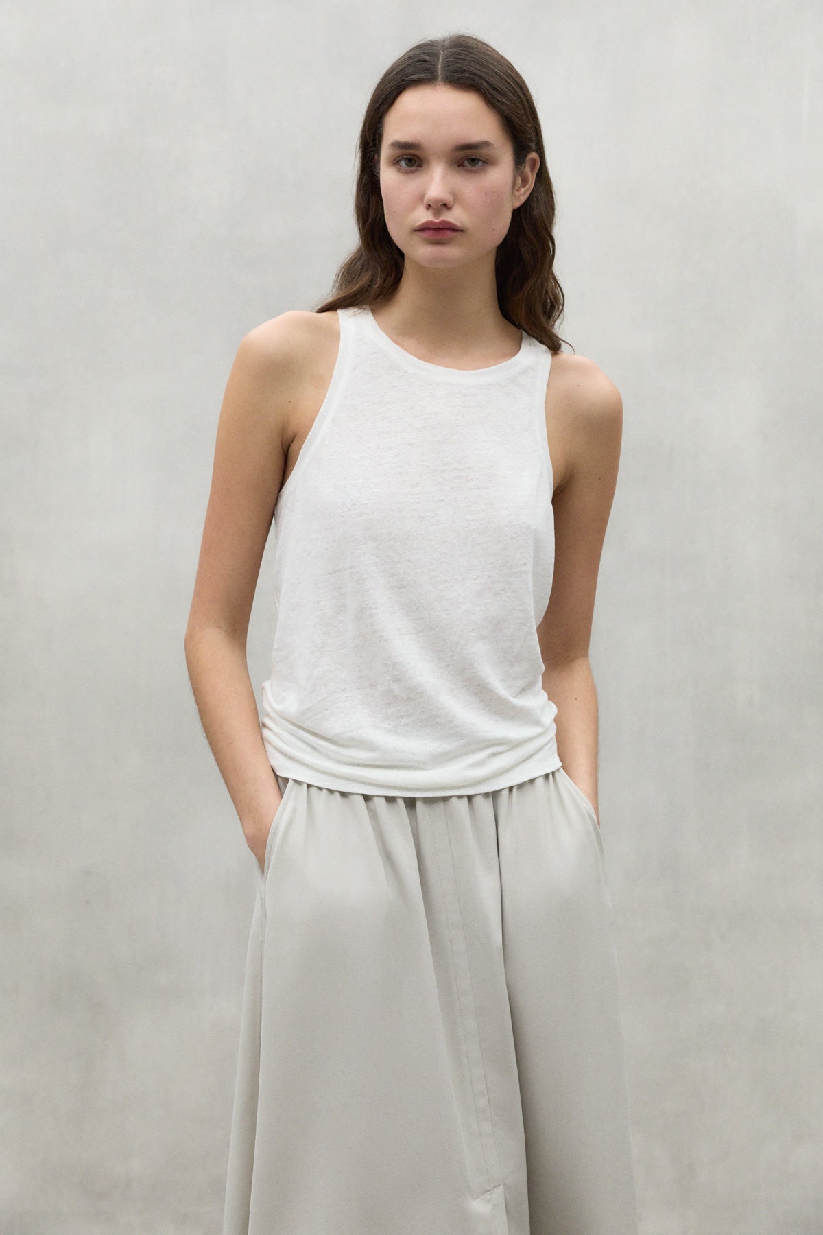 WHITE HALDEN LINEN T-SHIRT