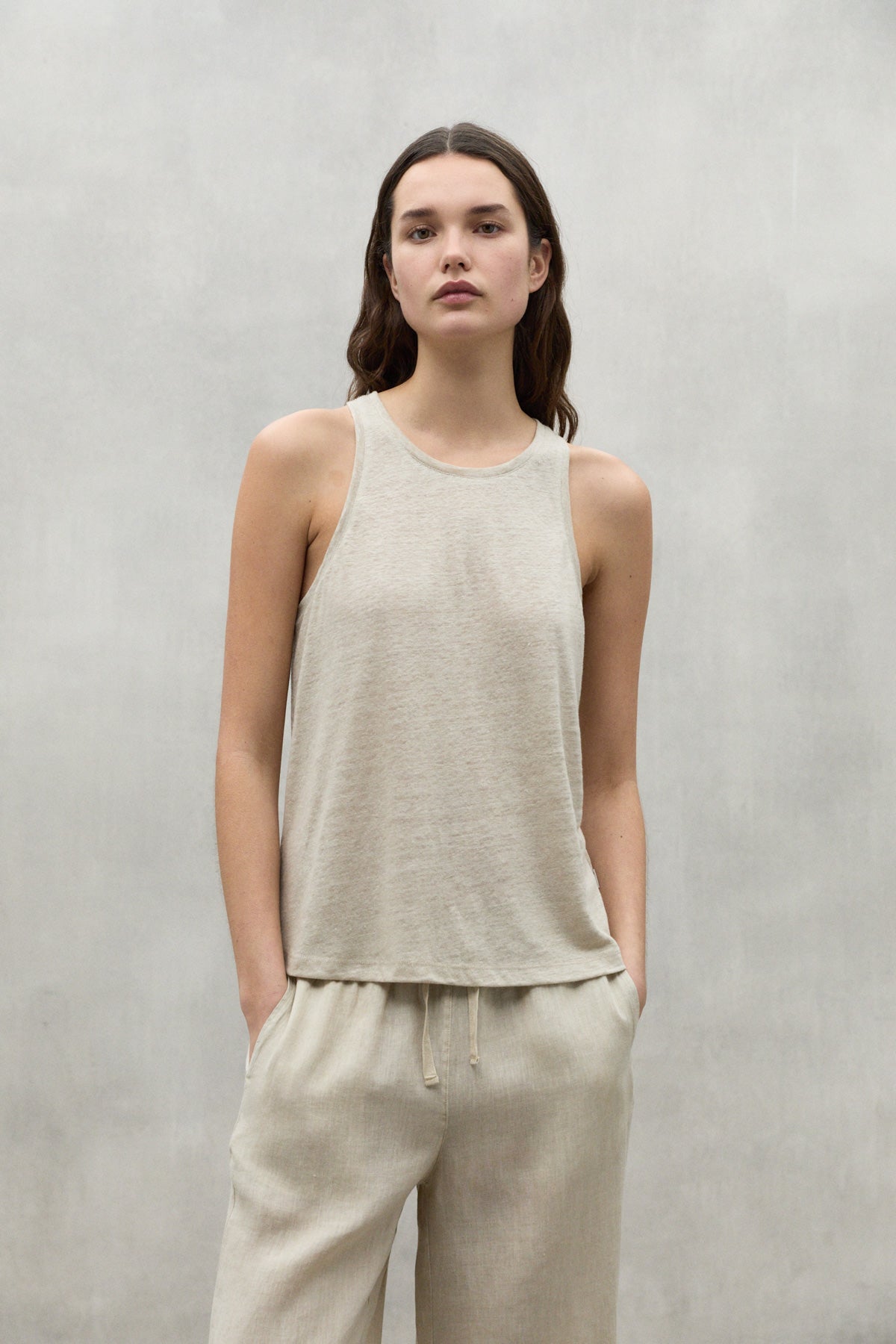 BEIGE HALDEN LINEN T-SHIRT