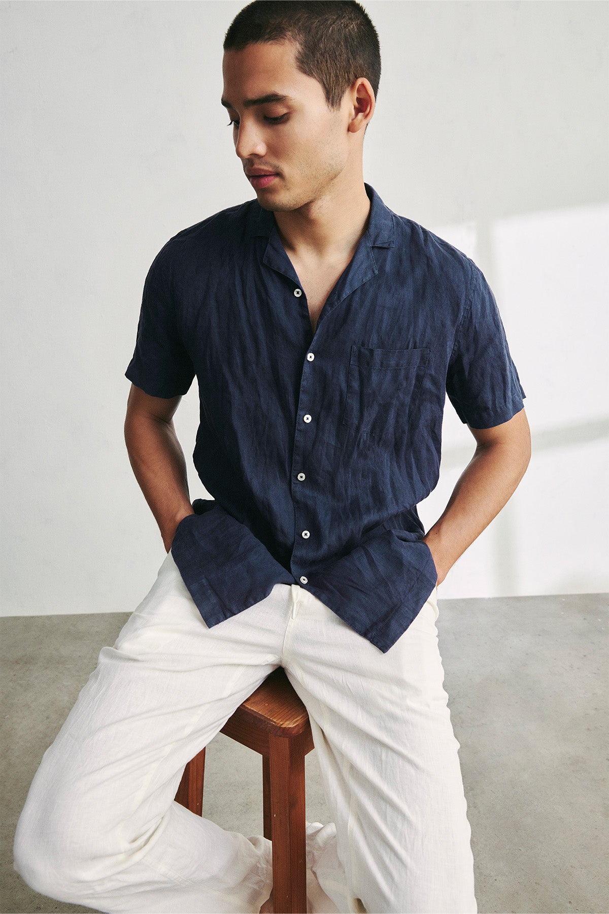 NAVY BLUE SUTAR LINEN SHIRT