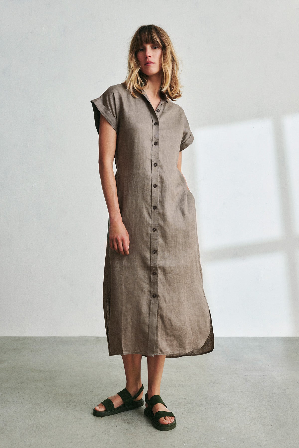 GREY AMATISTA LINEN DRESS