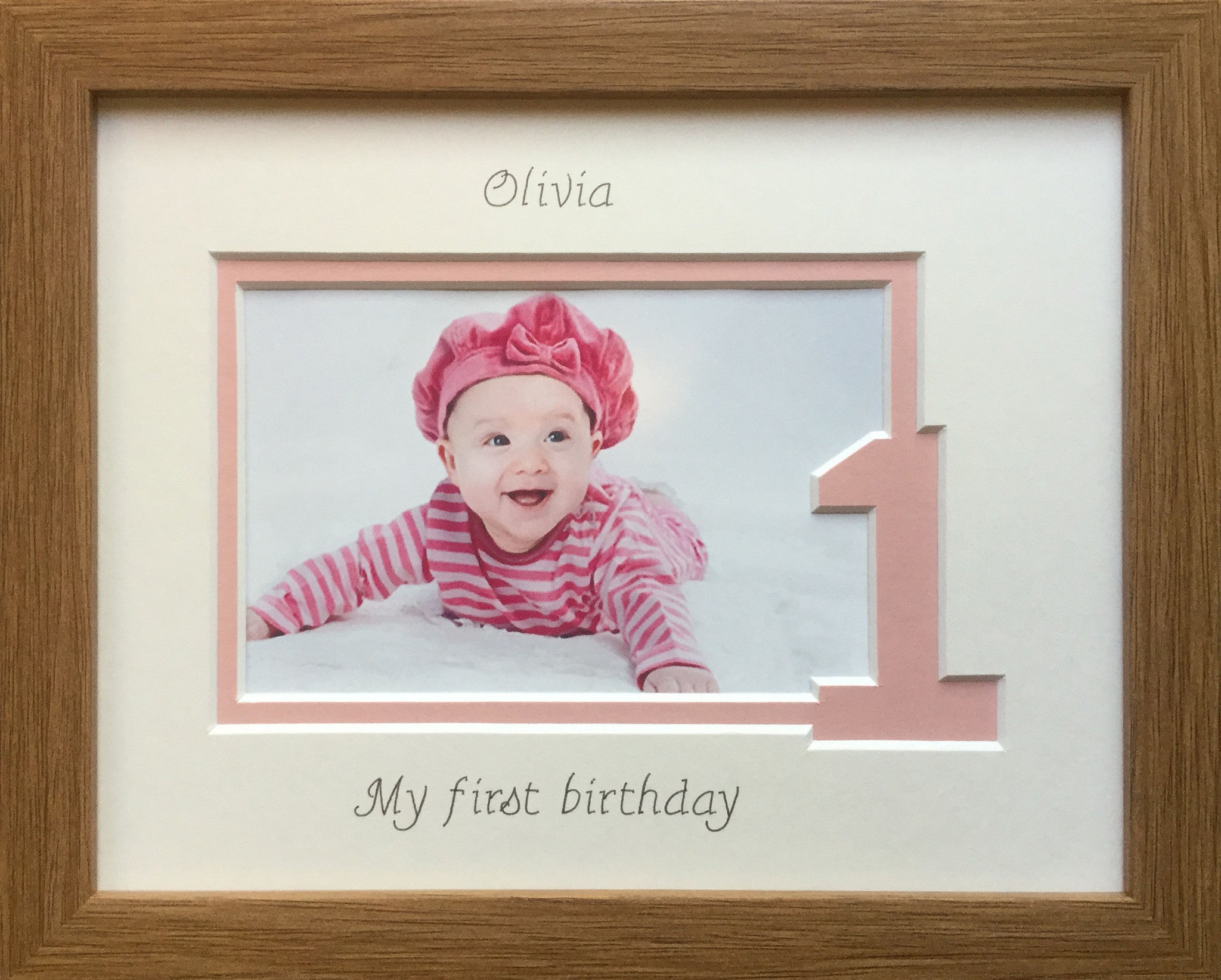 Personalised Baby Girl My 1st Birthday Photo Frame Oak