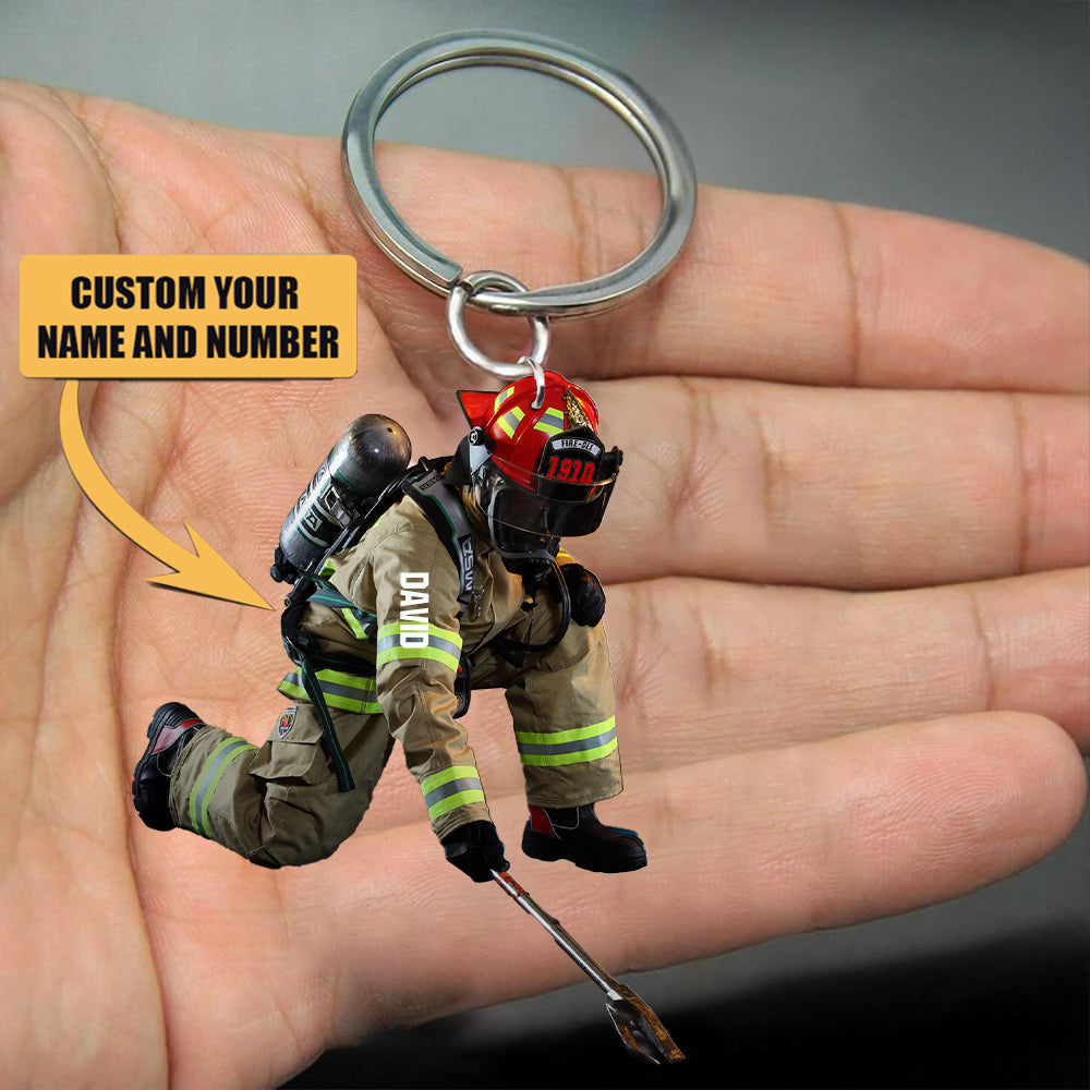 personalized firefighter keychain