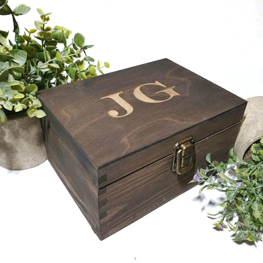 Wood Wedding Card Box with Lock and Key, Large Rustic Card Box for