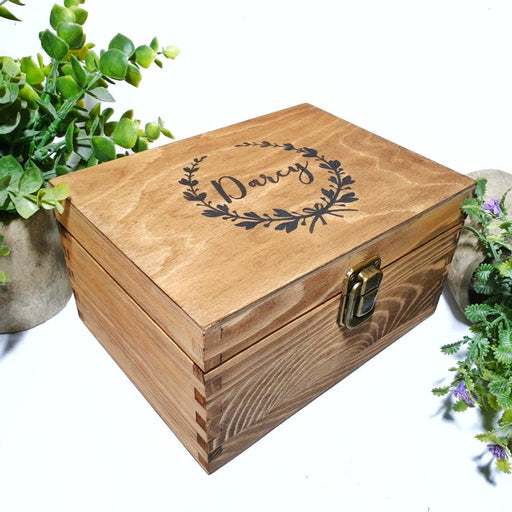 Engraved Large Wooden Boxes Painted Small Personalised Wood Keepsake Gift  Box