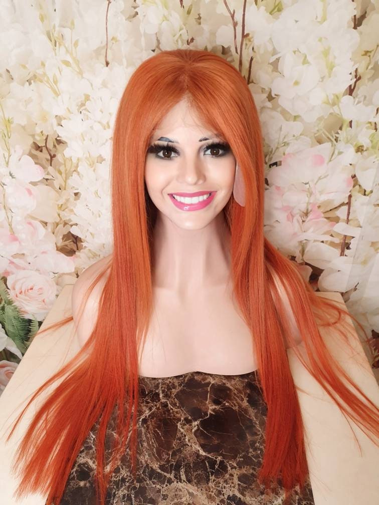 bright orange lace front wig