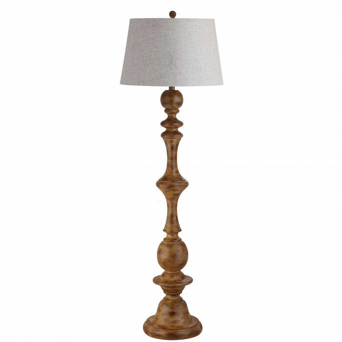 Extra-tall rustic turned-wood style floor lamp