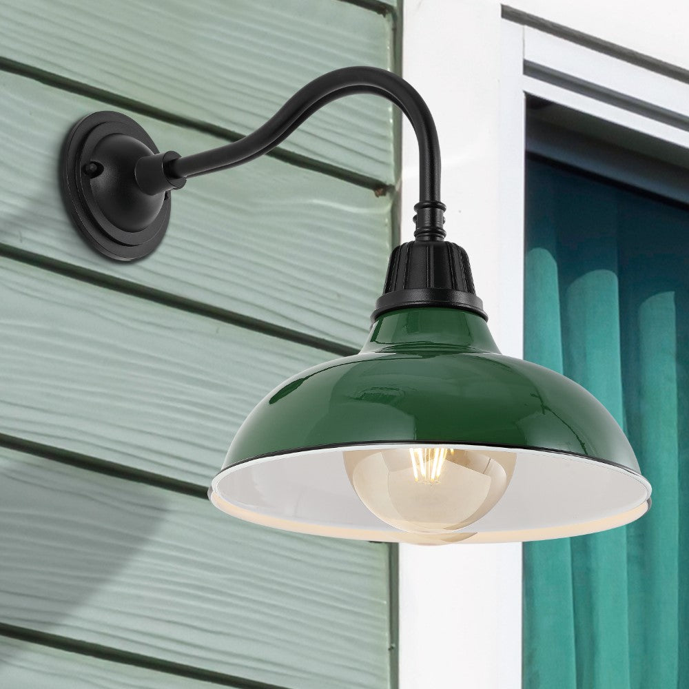 Flynix 12.25" Farmhouse Industrial Indoor/Outdoor Iron LED Gooseneck Arm Outdoor Sconce - Image 44