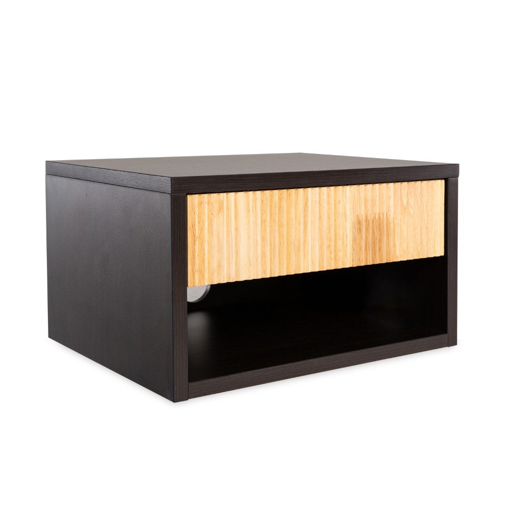 Cepee 15.71" Classic Contemporary Floating Wall Mounted Nightstand with Soft-Close Tambour Drawer and Cable Hole