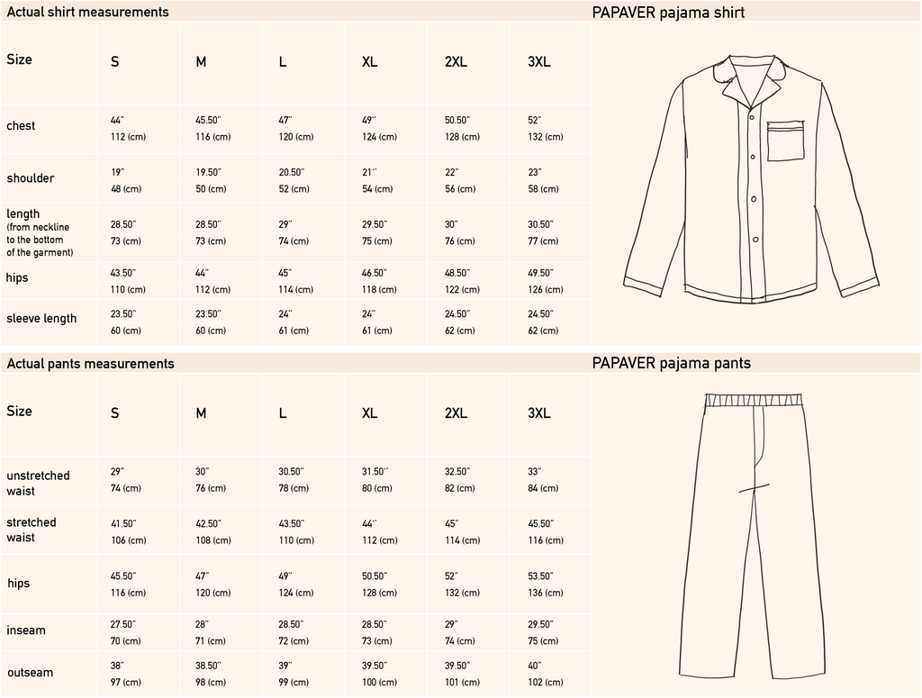 PAPAVER-size-chart