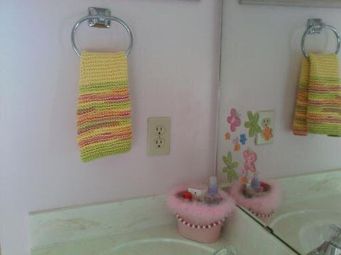 Hannah's yellow and spring color stripe hand towel dish towel Knittedhome