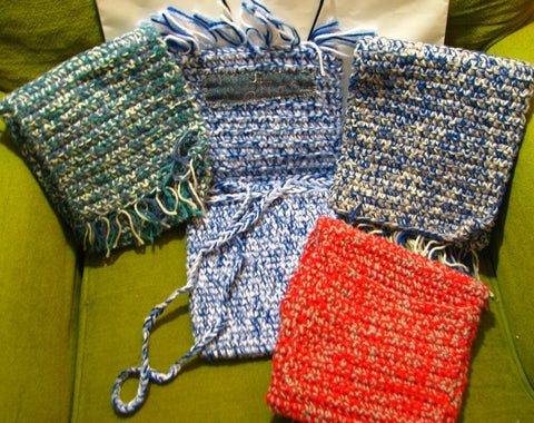 Knittedhome Creations high school crochet purses 4 examples
