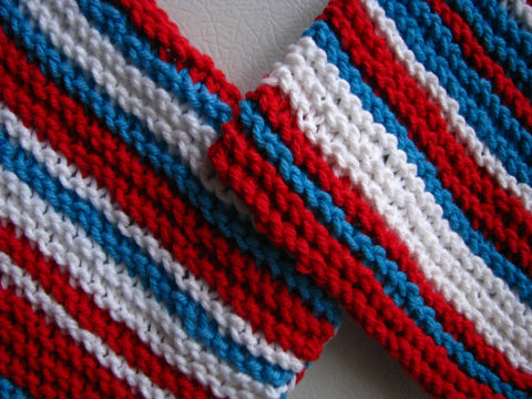 Knittedhome July 4th dishcloths red white and blue stripes