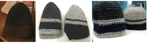 Knittedhome boys' Men's Crochet Beanies dark grey and light grey stripe