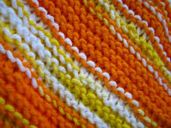 Knittedhome orange and yellow dishcloths mac n cheese theme