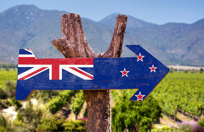 NZ国旗とぶどう畑