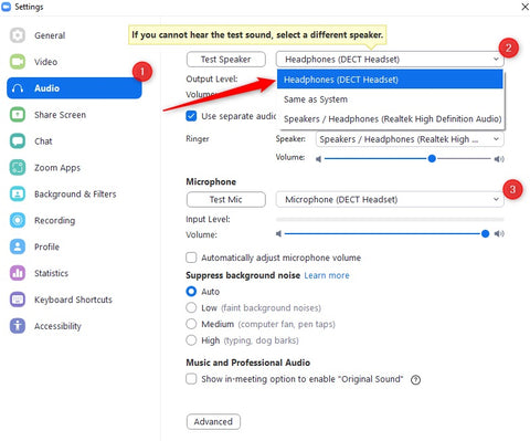 Zoom feature changing your speaker and microphone settings