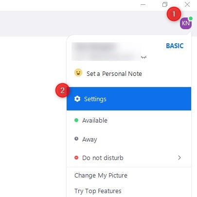 Zoom feature: getting into the settings menu