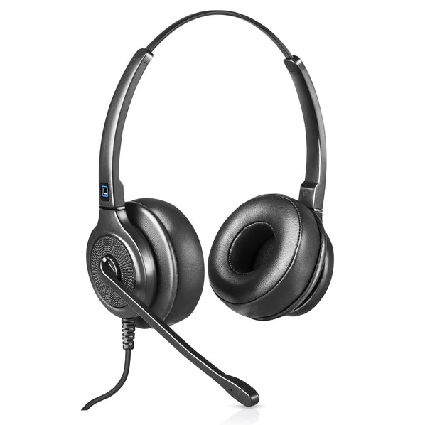 Leitner LH245XL corded call center headset with mic