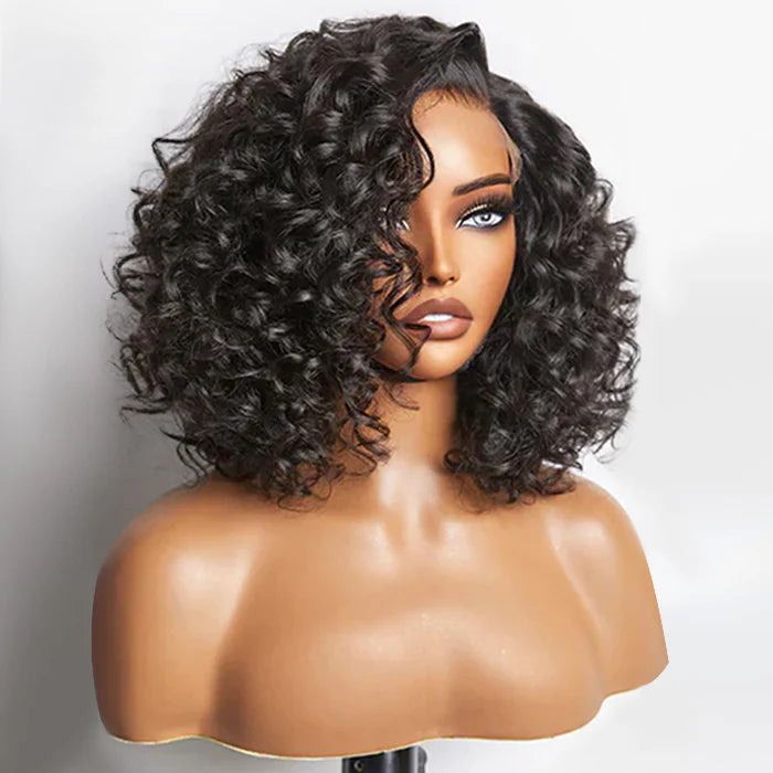 Bouncy Left C Part Loose Wave Glueless Minimalist HD Lace Wig Ready To Go (10 inch)