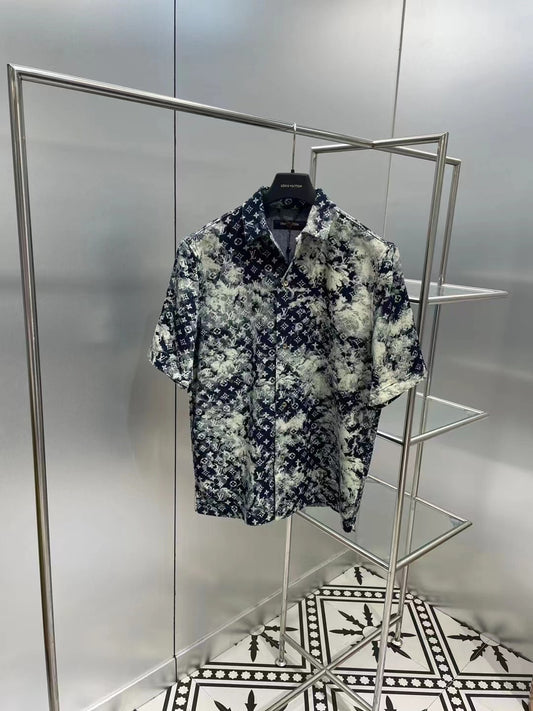 Louis Vuitton Landscape Short-sleeved Denim Shirt, Multi, XXL
