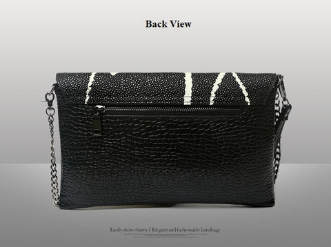 Back View of leather clutch bag