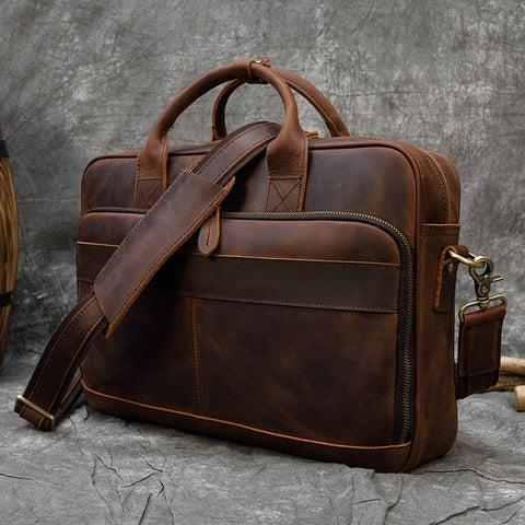 laptop leather briefcase bag