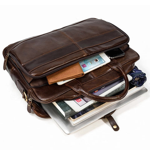 functional laptop leather briefcase bag