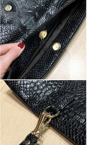 Snake Print Envelope Clutch