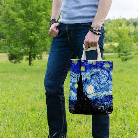 canvas tote bag with vintage art design