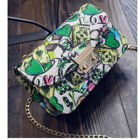 Love Graffiti Chain Purse For Women Or Ladies' Shoulder Bag On Sale